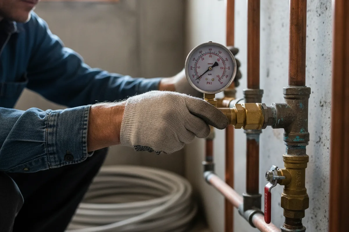 Pressure testing a repaired line during Water Line Repair in Parnell